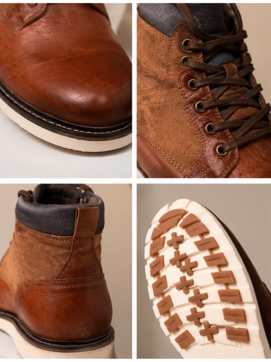 Men’s Brown Winter Boots – Country Style Ankle Rise Outdoor Casual Work Boots main image 5